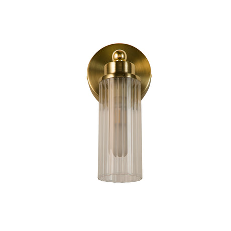 Searchlight Electric Imperial 1Lt Wall Light, Satin Brass Metal & Clear Ribbed Gl 29981SB