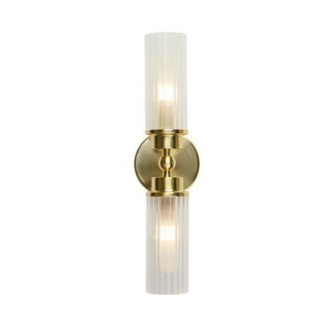 Imperial 2Lt Wall Light, Satin Brass Metal & Clear Ribbed Gl