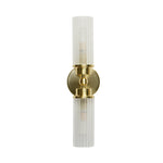 Searchlight Electric Imperial 2Lt Wall Light, Satin Brass Metal & Clear Ribbed Gl 29982SB
