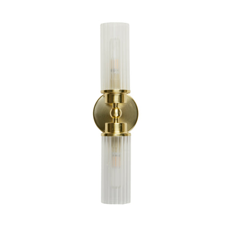 Searchlight Electric Imperial 2Lt Wall Light, Satin Brass Metal & Clear Ribbed Gl 29982SB