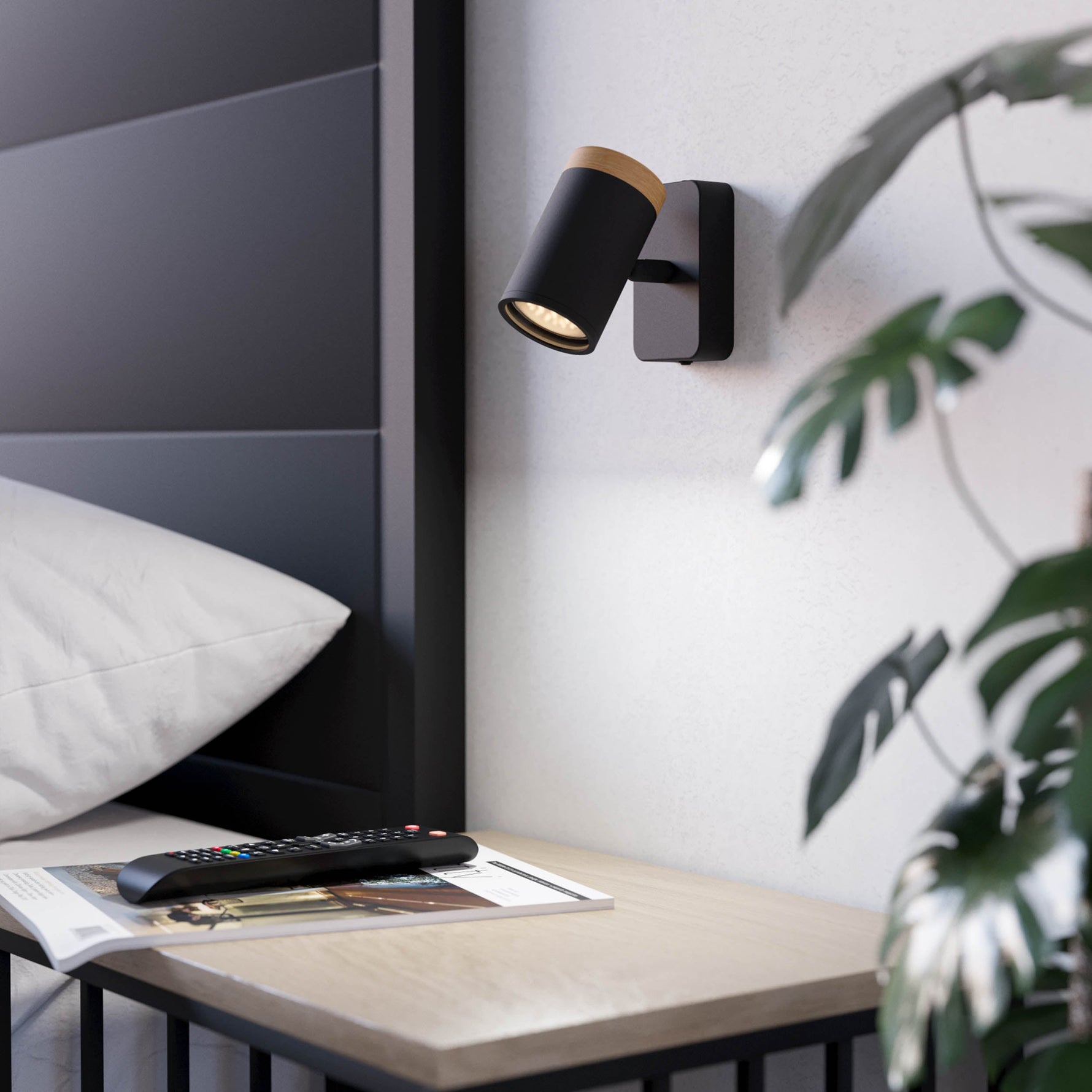 Eglo EU Castorama LED Single Wall Spotlight White & Brown product image - Endon Lighting from First Light Direct with great prices and fast UK delivery