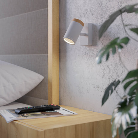Eglo EU Castorama LED Single Wall Spotlight White & Brown 