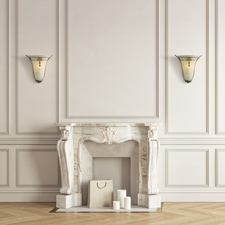 Searchlight Electric Nashville Wall Light - Antique Brass & Scavo Glass 30002