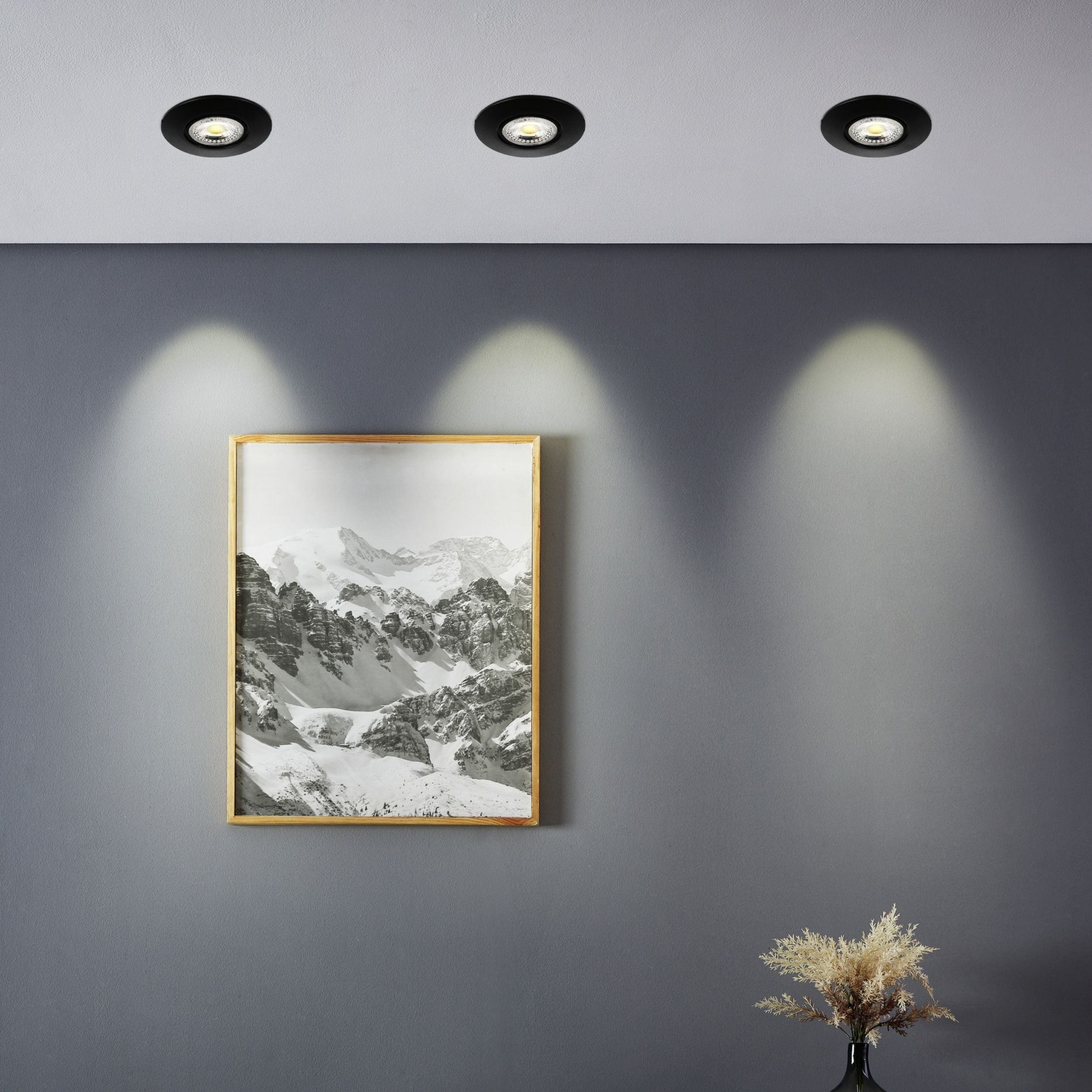 Eglo EU GEDREZ Recessed LED Light – Black, CCT Selectable, High Output, Warm to Cool White, Slim Indoor Ceiling Downlight