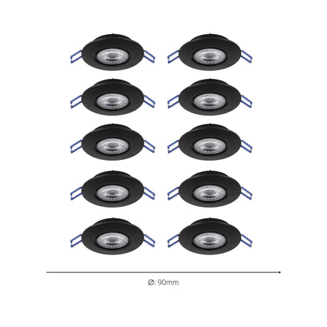 Eglo EU GEDREZ Recessed LED Light – Black, CCT Selectable, Ultra High Output, Warm to Cool White, Slim Indoor Downlight