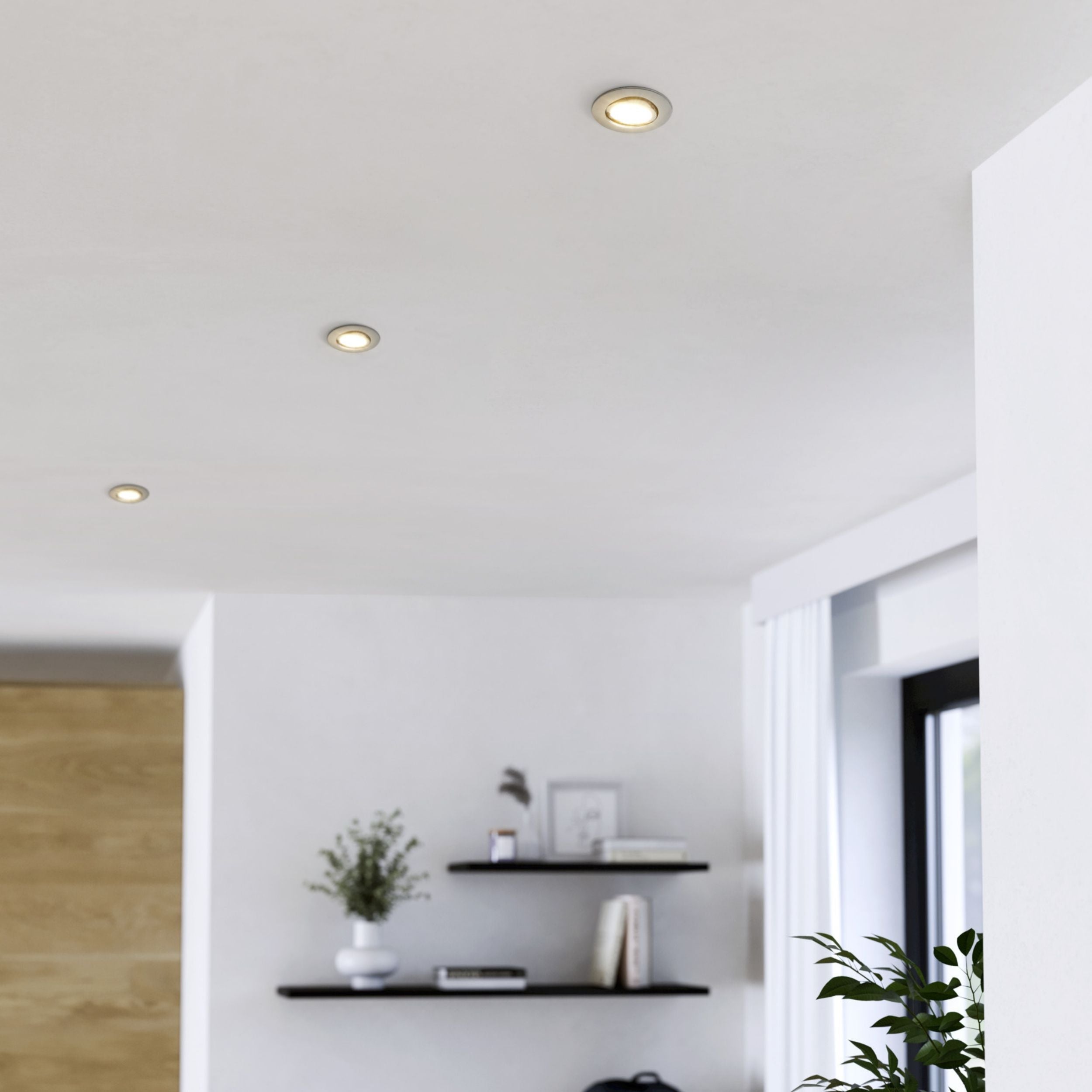 Eglo EU GEDREZ Recessed LED Light – Satin Nickel, CCT Selectable, Ultra High Output, Warm to Cool White, Slim Indoor Downlight