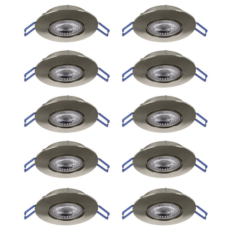 Eglo EU GEDREZ Recessed LED Light – Satin Nickel, CCT Selectable, Ultra High Output, Warm to Cool White, Slim Indoor Downlight
