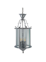 Searchlight Electric Bevelled Lantern 3Lt Pendant - Chrome Metal & Clear Glass 3003-10CC