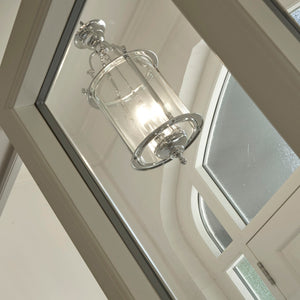 Searchlight Electric Bevelled Lantern 3Lt Pendant - Chrome Metal & Clear Glass 3003-10CC