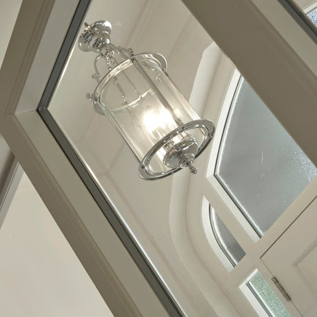 Searchlight Electric Bevelled Lantern 3Lt Pendant - Chrome Metal & Clear Glass 3003-10CC