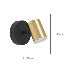 Eglo EU Consuma 1 LED Single Bathroom Spotlight Black & Brushed Brass Steel