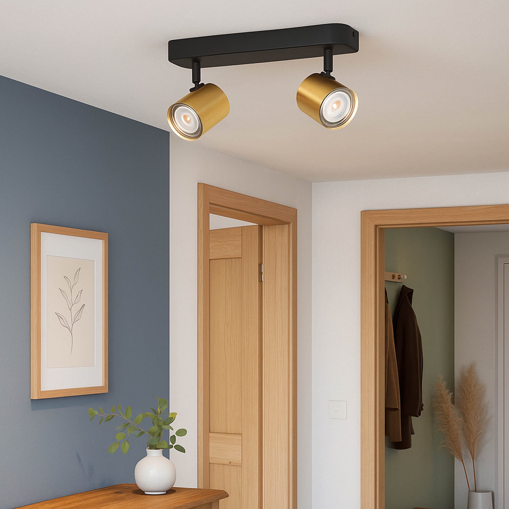 Eglo EU Consuma 1 LED Single Bathroom Spotlight Black & Brushed Brass Steel product image - Endon Lighting from First Light Direct with great prices and fast UK delivery