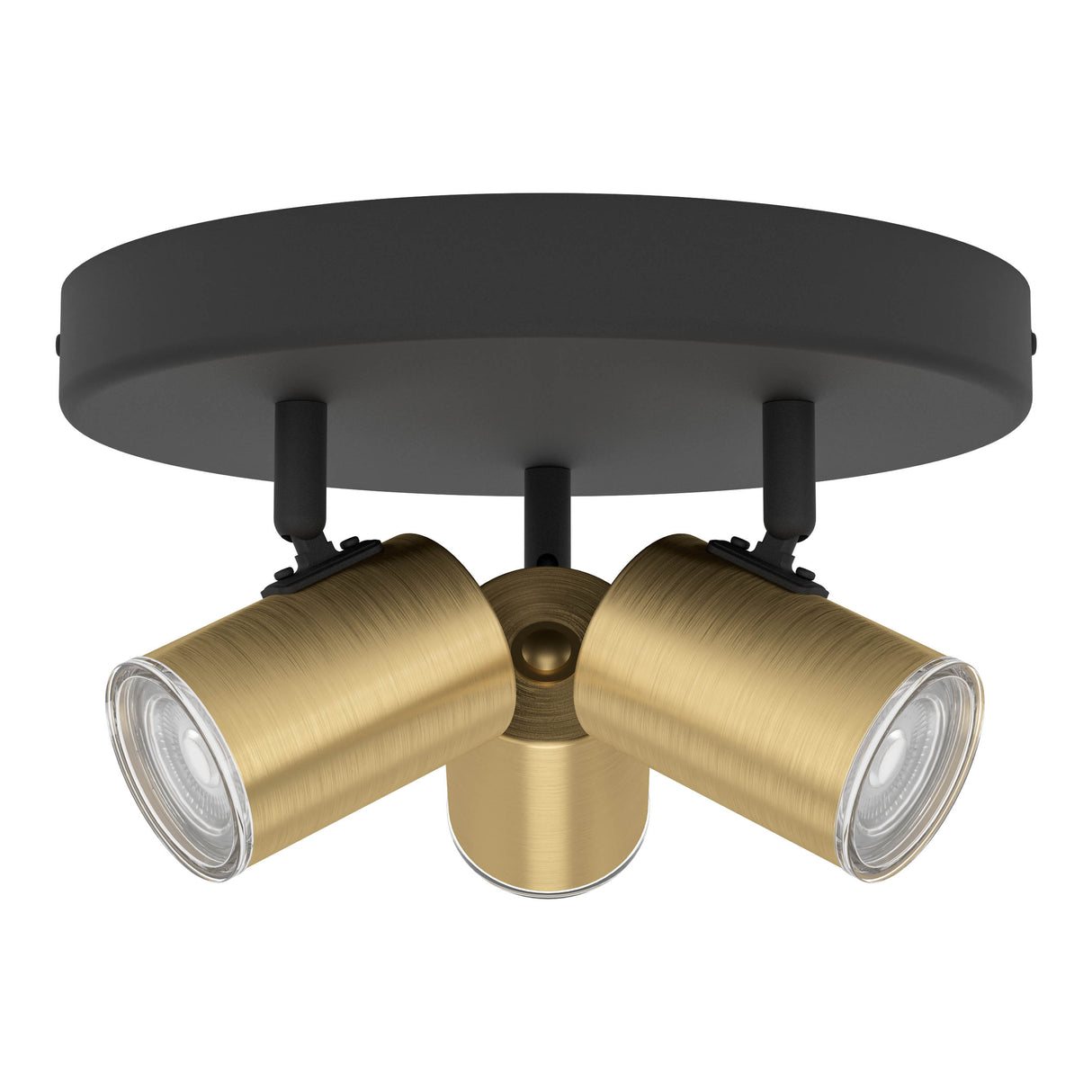 Eglo EU Consuma 1 LED Triple Bathroom Spotlight Black & Brushed Brass Round Mount