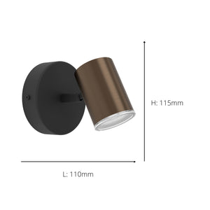 Eglo EU Consuma 1 LED Single Bathroom Spotlight Black & Bronze Steel