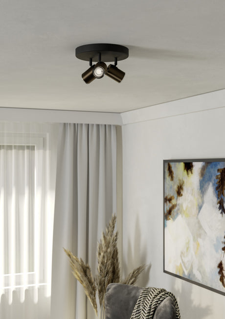 Eglo EU Consuma 1 LED Triple Bathroom Spotlight Black & Bronze Round Mount
