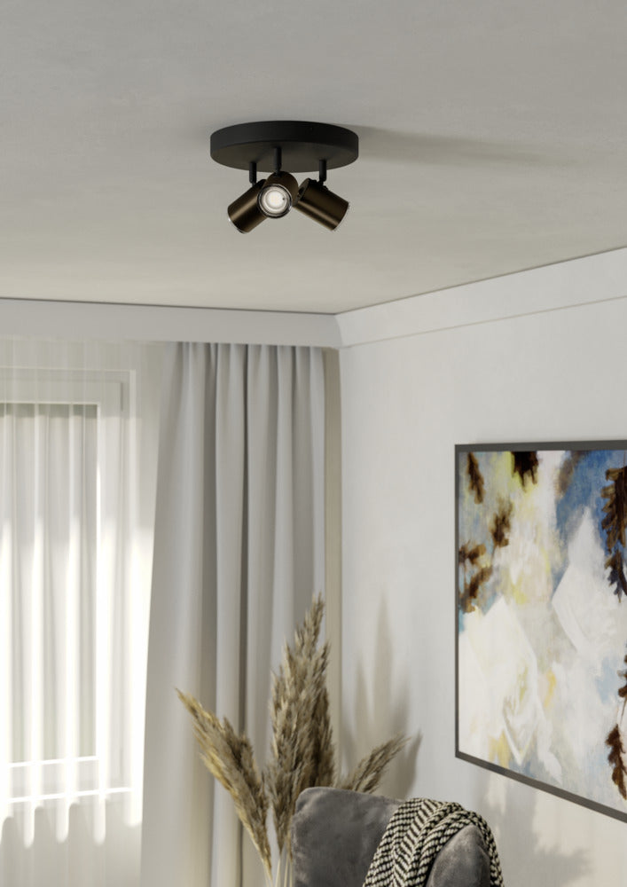 Eglo EU Consuma 1 LED Dual Bathroom Spotlight Black & Brushed Brass Steel