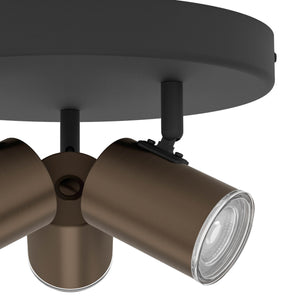 Eglo EU Consuma 1 LED Triple Bathroom Spotlight Black & Bronze Round Mount
