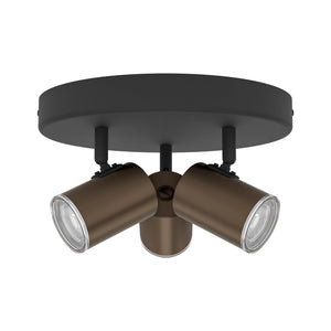 Eglo EU Consuma 1 LED Triple Bathroom Spotlight Black & Bronze Round Mount