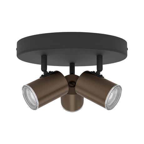 Eglo EU Consuma 1 LED Triple Bathroom Spotlight Black & Bronze Round Mount
