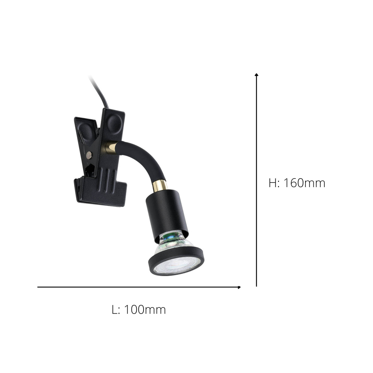 Eglo EU Parrini LED Clamp Light Adjustable Head Black Steel with Brass Accents