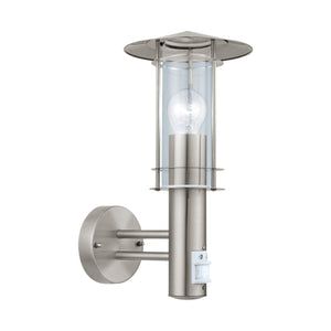 Eglo EU Lisio Stainless-Steel & Glass Exterior Wall Light With Motion Sensor