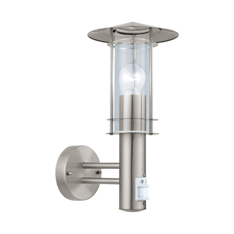 Eglo EU Lisio Stainless-Steel & Glass Exterior Wall Light With Motion Sensor