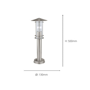 Eglo EU LISIO Outdoor Bollard Light – Stainless Steel & Clear Glass, E27 Fitting, IP44 Garden Floor Light, 500mm