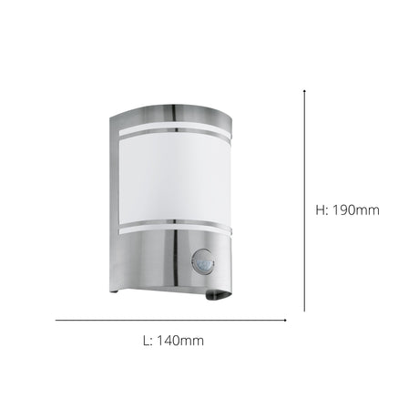 Eglo EU CERNO Outdoor Wall Light – Stainless Steel with Motion Sensor, E27, Exterior Lighting
