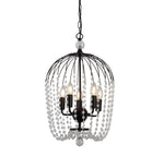 Shower 5Lt Pendant  - Black Metal & Clear Crystal