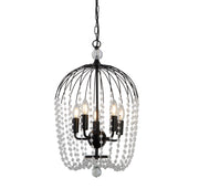 Shower 5Lt Pendant  - Black Metal & Clear Crystal