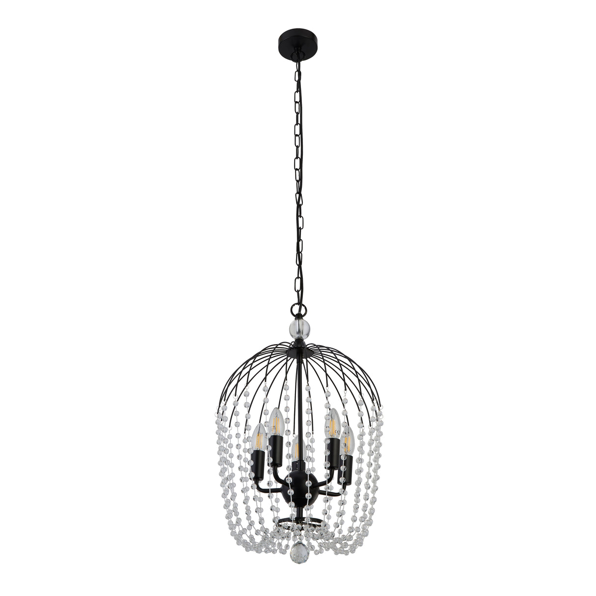 Searchlight Electric Shower 5Lt Pendant  - Black Metal & Clear Crystal 30216-5BK