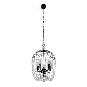 Searchlight Electric Shower 5Lt Pendant  - Black Metal & Clear Crystal 30216-5BK