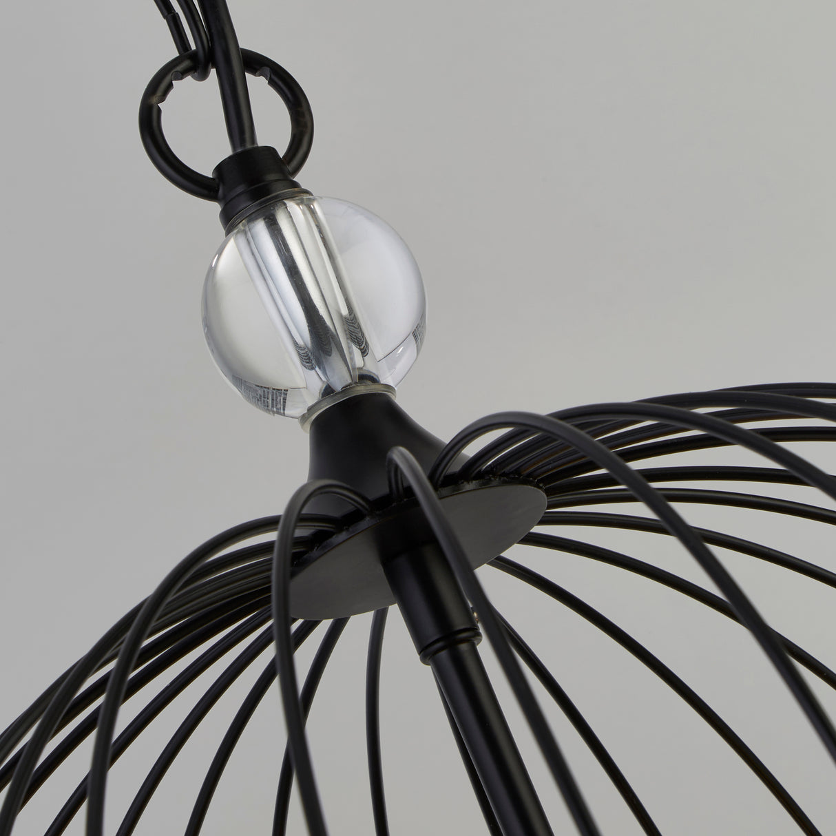 Searchlight Electric Shower 5Lt Pendant  - Black Metal & Clear Crystal 30216-5BK