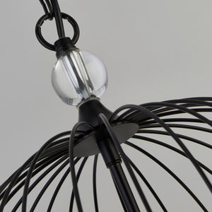 Searchlight Electric Shower 5Lt Pendant  - Black Metal & Clear Crystal 30216-5BK