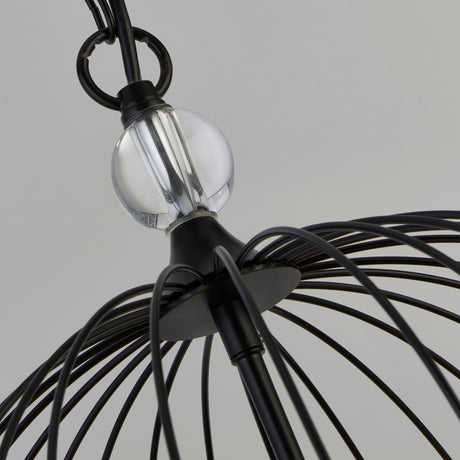Searchlight Electric Shower 5Lt Pendant  - Black Metal & Clear Crystal 30216-5BK