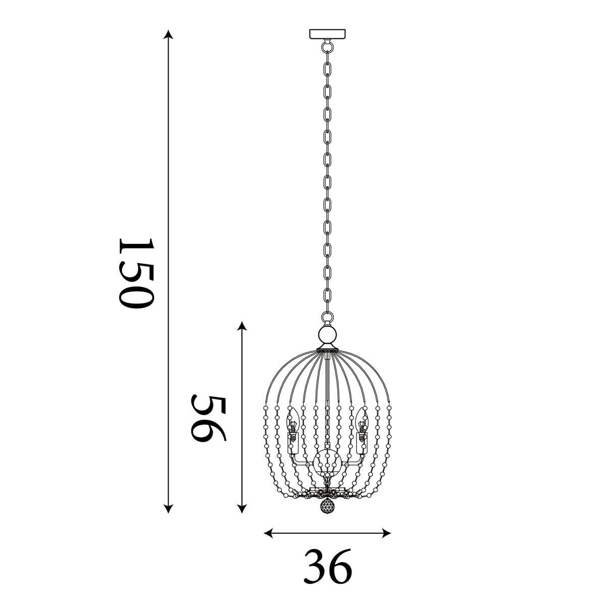 Searchlight Electric Shower 5Lt Pendant  - Black Metal & Clear Crystal 30216-5BK