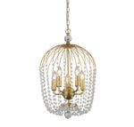 Shower 5Lt Pendant  - Gold Metal & Clear Crystal