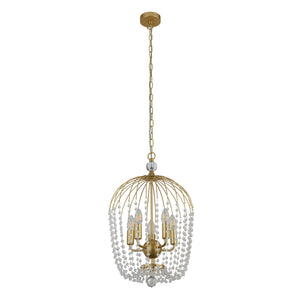 Searchlight Electric Shower 5Lt Pendant  - Gold Metal & Clear Crystal 30216-5GO