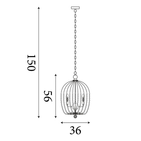 Searchlight Electric Shower 5Lt Pendant  - Gold Metal & Clear Crystal 30216-5GO