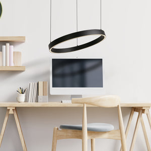 Searchlight Electric Layla Gesture Control Pendant - Black Metal & Opal Acrylic 30410BK