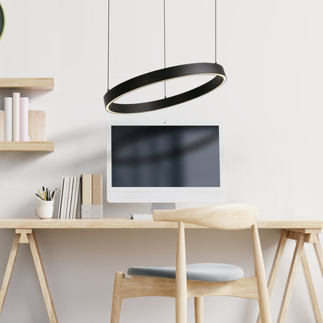 Searchlight Electric Layla Gesture Control Pendant - Black Metal & Opal Acrylic 30410BK