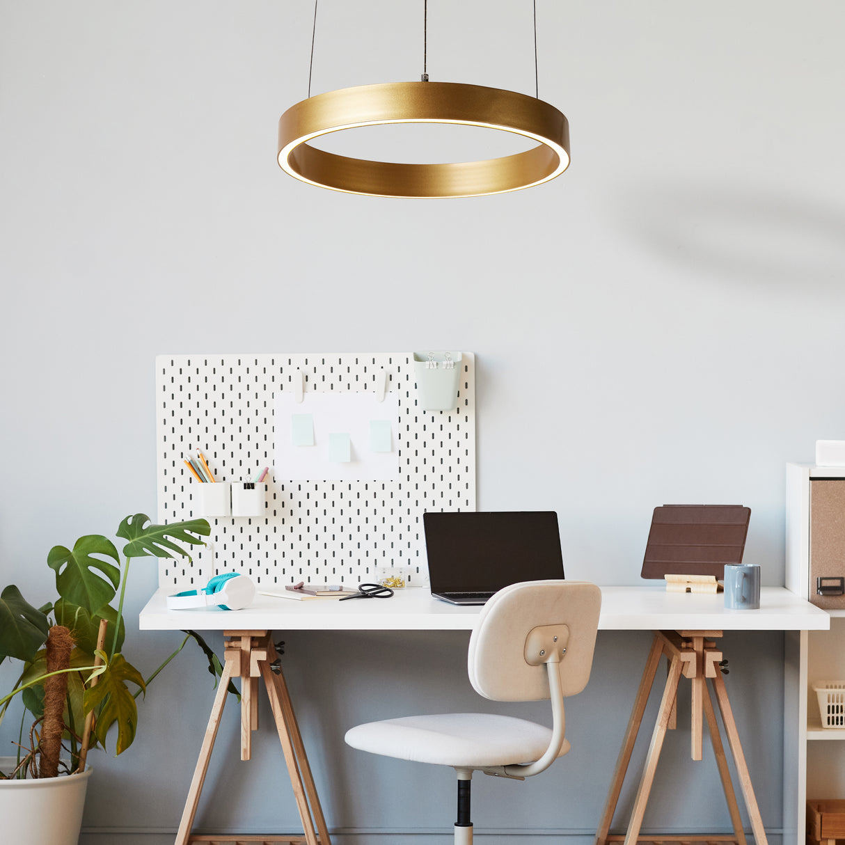 Searchlight Electric Layla Gesture Control Pendant - Gold Metal & Opal Acrylic 30410GO