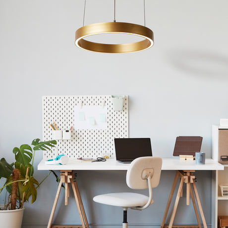 Searchlight Electric Layla Gesture Control Pendant - Gold Metal & Opal Acrylic 30410GO