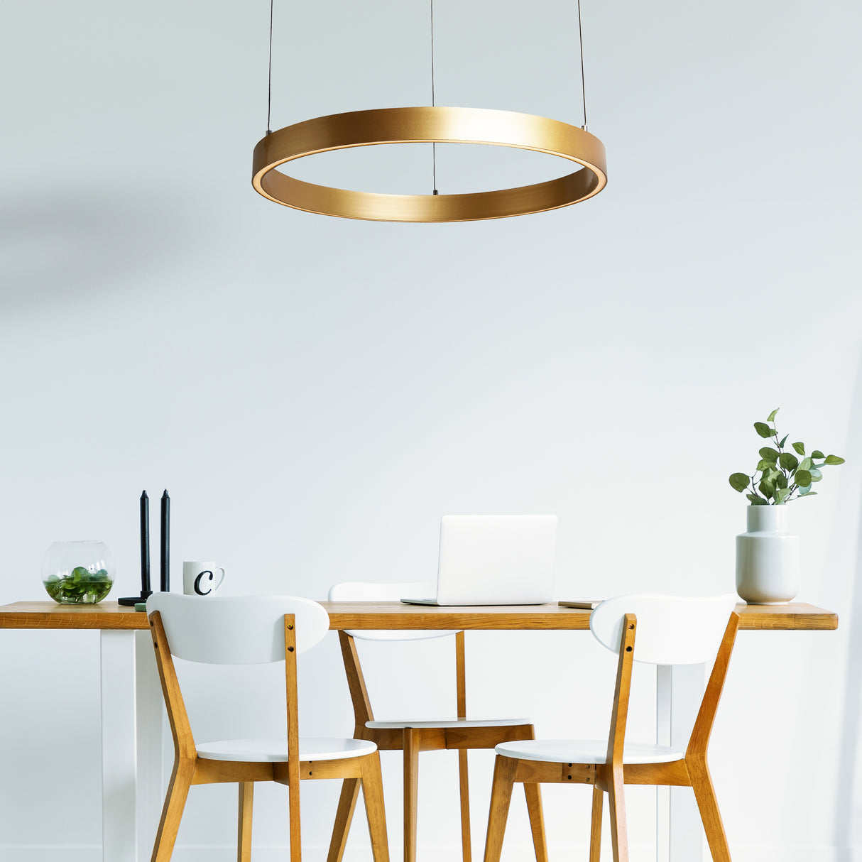 Searchlight Electric Layla Gesture Control Pendant - Gold Metal & Opal Acrylic 30411GO