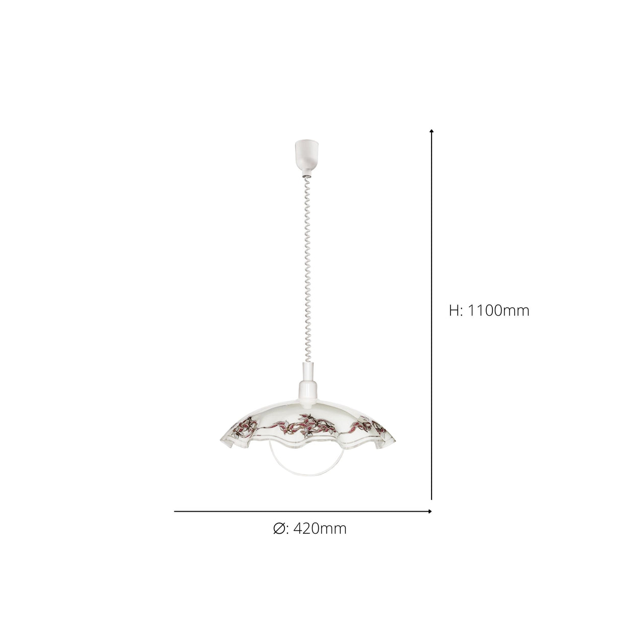 Eglo EU VETRO Pendant Light – White, Satin Glass, Multicolour Shade, E27, Height Adjustable Indoor Lighting