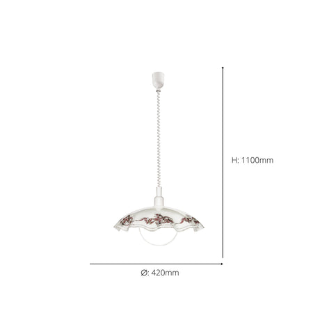 Eglo EU VETRO Pendant Light – White, Satin Glass, Multicolour Shade, E27, Height Adjustable Indoor Lighting