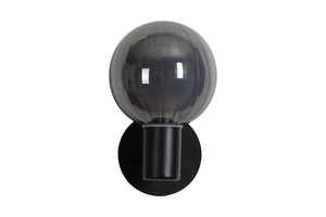 Searchlight Electric Luminsphere 1Lt Wall Light, Matt Black Metal with Smoked Gla 30506BK