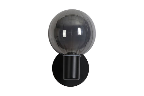 Searchlight Electric Luminsphere 1Lt Wall Light, Matt Black Metal with Smoked Gla 30506BK