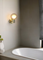 Searchlight Electric Luminsphere 1Lt Wall Light, Brass with Champagne Glass IP44 30506GO