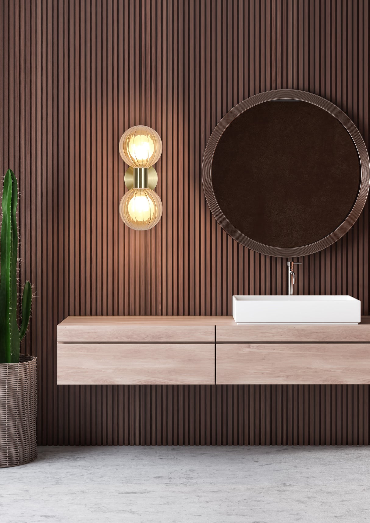 Searchlight Electric Luminsphere 2Lt Wall Light, Brass with Champagne Glass IP44 30507GO